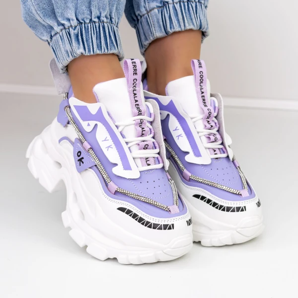 Női sportcipő platformmal 2138 Lila » MeiShoes.ro