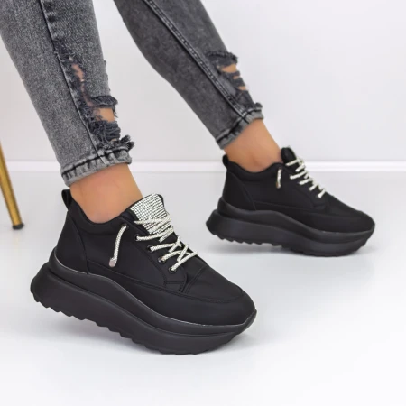 Női sportcipő platformmal 3WL3 Fekete » MeiShoes.ro