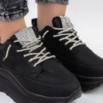 Női sportcipő platformmal 3WL3 Fekete » MeiShoes.ro