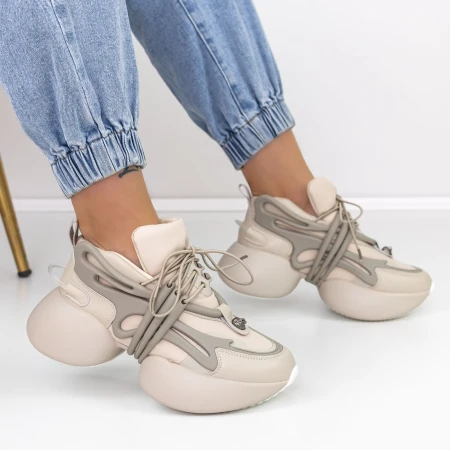Női sportcipő platformmal M8 Barna » MeiShoes.ro