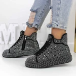 Tavaszi-őszi női csizma 869 Fekete-Fehér » MeiShoes.ro