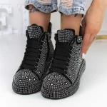 Tavaszi-őszi női csizma 869 Fekete-Fehér » MeiShoes.ro