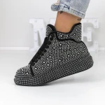 Tavaszi-őszi női csizma 869 Fekete-Fehér » MeiShoes.ro
