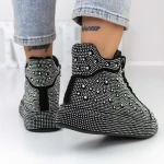 Tavaszi-őszi női csizma 869 Fekete-Fehér » MeiShoes.ro
