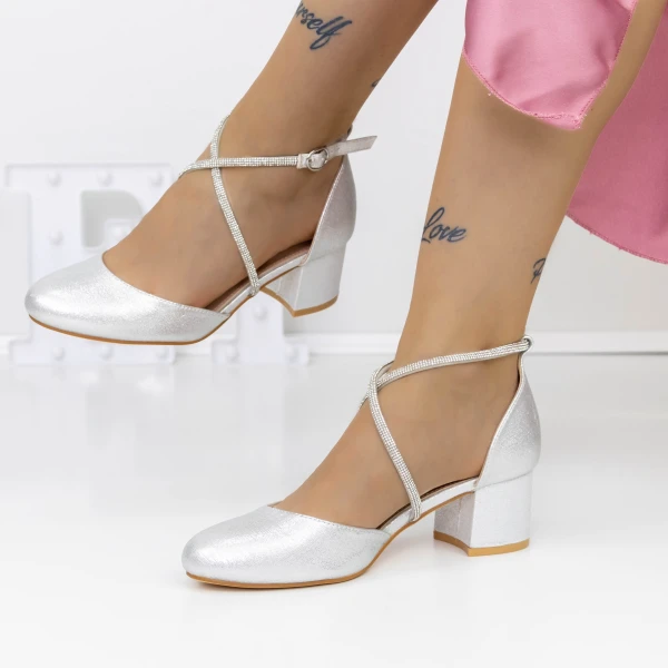 Vastag sarkú cipő 2YXD62 Ezüst » MeiShoes.ro