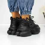 Női sportcipő platformmal 3WL5 Fekete » MeiShoes.ro