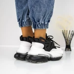 Női sportcipő platformmal 3WL5 Fekete-Fehér » MeiShoes.ro