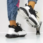 Női sportcipő platformmal 3WL5 Fekete-Fehér » MeiShoes.ro