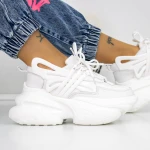 Női sportcipő platformmal 3WL5 Fehér » MeiShoes.ro