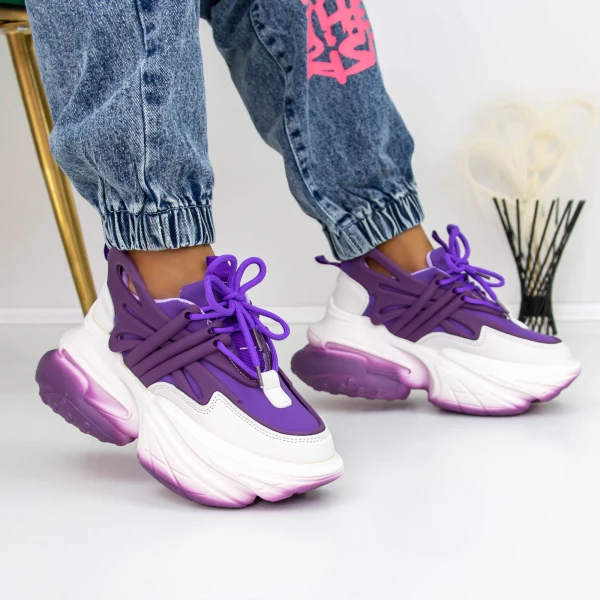 Női sportcipő platformmal 3WL5 Lila » MeiShoes.ro