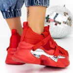 Női sportcipő platformmal 8252 Piros » MeiShoes.ro