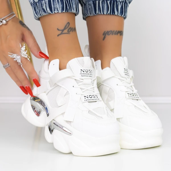 Női sportcipő platformmal 8252 Fehér » MeiShoes.ro