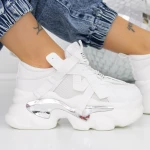 Női sportcipő platformmal 8252 Fehér » MeiShoes.ro