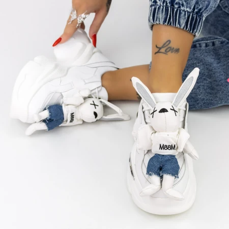 Női sportcipő platformmal 8233 Fehér » MeiShoes.ro