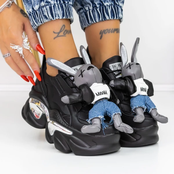Női sportcipő platformmal 8233 Fekete » MeiShoes.ro
