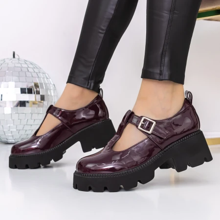 Női alkalmi cipő 3LE21 Burgundia » MeiShoes.ro