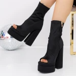 Női bokacsizma sarkú és platform 3LB6 Fekete » MeiShoes.ro