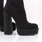 Női bokacsizma sarkú és platform 3KV11 Fekete » MeiShoes.ro