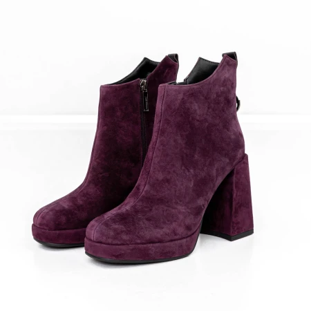 Vastag sarkú bokacsizma M03-05B Burgundia » MeiShoes.ro