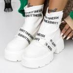 Tavaszi-őszi női csizma 3WL36 Fehér » MeiShoes.ro