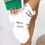 Tavaszi-őszi női csizma 3WL36 Fehér » MeiShoes.ro