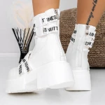 Tavaszi-őszi női csizma 3WL36 Fehér » MeiShoes.ro