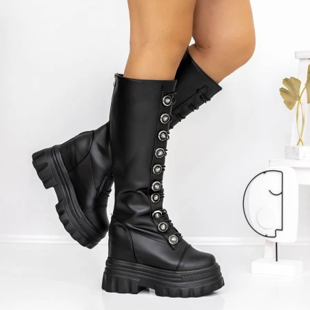 Női platform csizma 3WL19 Fekete » MeiShoes.ro