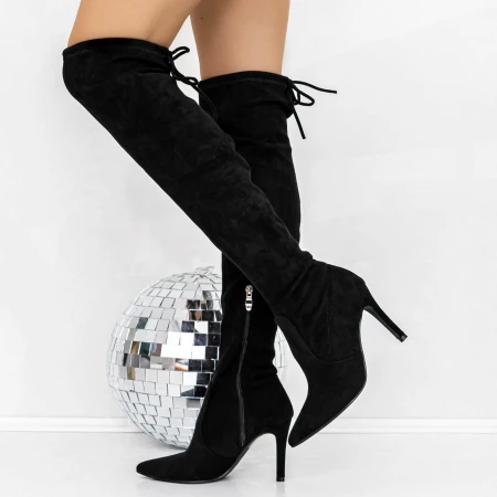 Női csizma sarkú 3XKK52 Fekete » MeiShoes.ro