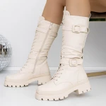 Női csizma alacsony talppal 3H6 Bézs » MeiShoes.ro