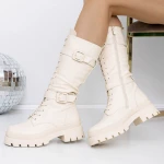 Női csizma alacsony talppal 3H6 Bézs » MeiShoes.ro