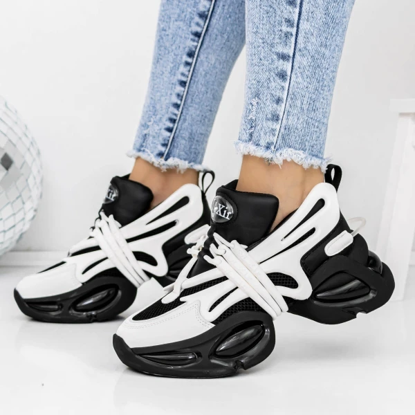 Női tornacipő 3WL78 Fekete-Fehér » MeiShoes.ro