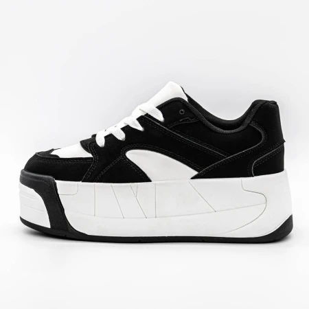 Női sportcipő platformmal 3XJ113 Fekete-Fehér » MeiShoes.ro