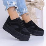 Női sportcipő platformmal 3XJ113 Fekete » MeiShoes.ro