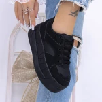 Női sportcipő platformmal 3XJ113 Fekete » MeiShoes.ro