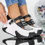 Női sportcipő platformmal 3WL79 Fekete » MeiShoes.ro