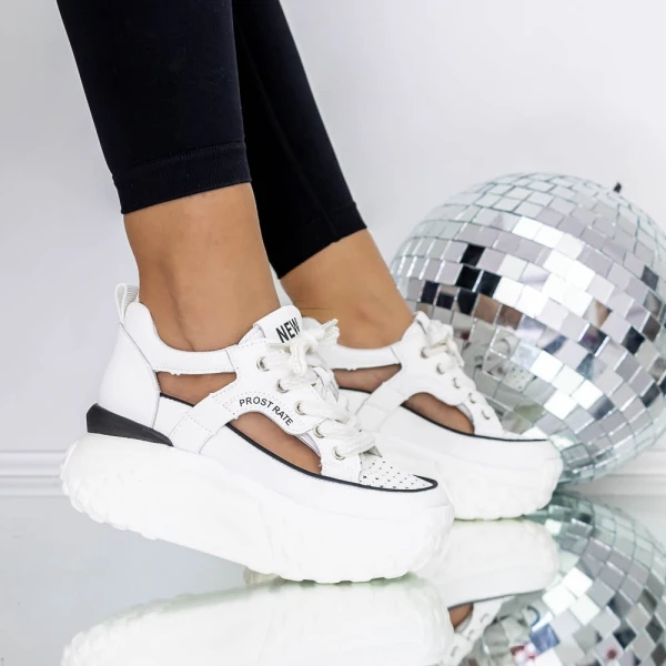 Női sportcipő platformmal 3WL100 Fehér » MeiShoes.ro