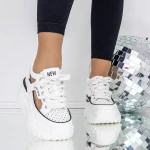Női sportcipő platformmal 3WL100 Fehér » MeiShoes.ro