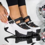 Női sportcipő platformmal 3WL80 Fekete » MeiShoes.ro