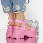 Női platform papucs 3WL207 Rózsaszín » MeiShoes.ro