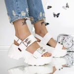 Női platform papucs 3WL213 Fehér » MeiShoes.ro