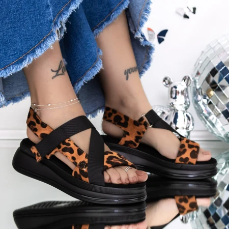 Női platform szandál 3GZ65 Leopard » MeiShoes.ro