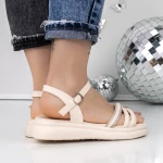 Női alacsony sarkú szandál 3AW293 Bézs » MeiShoes.ro