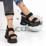 Női platform szandál 3WL260 Fekete » MeiShoes.ro