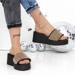 Női platform papucs 3GZ52 Fekete-Pezsgő » MeiShoes.ro