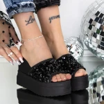 Női platform papucs 3AW316 Fekete » MeiShoes.ro