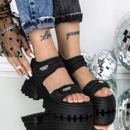 Női platform szandál 3AW306 Fekete » MeiShoes.ro