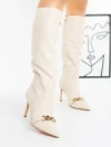 Cizme Dama cu Toc J6115 BEIGE | MIA SHOES