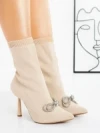 Botine cu Toc Subtire J9821 BEIGE | MIA SHOES