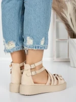 Sandale Dama cu Talpa Joasa 5H23 BEIGE | MEI