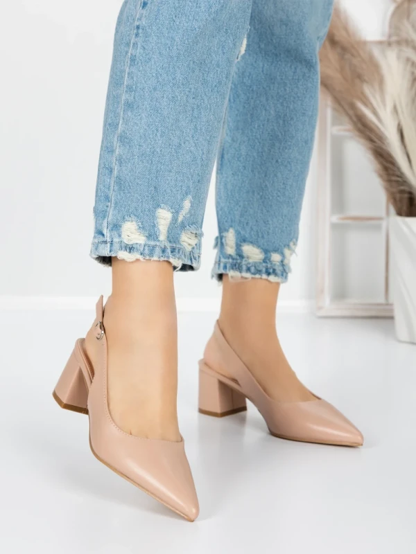 Pantofi cu Toc Gros 5YZ11 APRICOT | MEI
